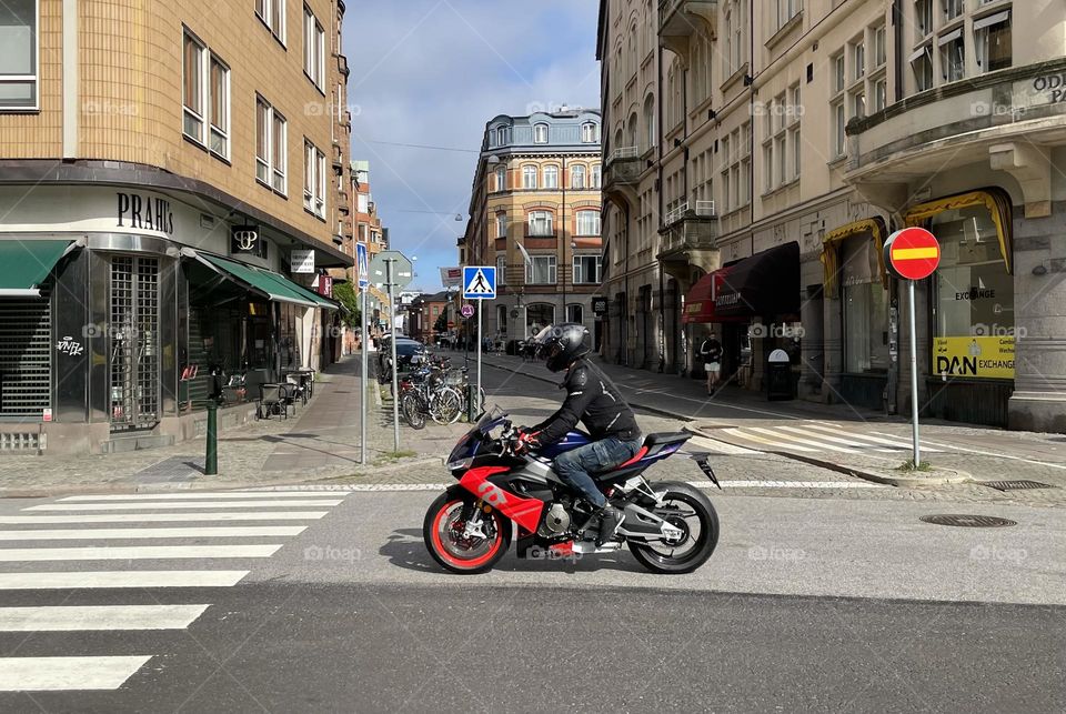 Motorcycle in the city