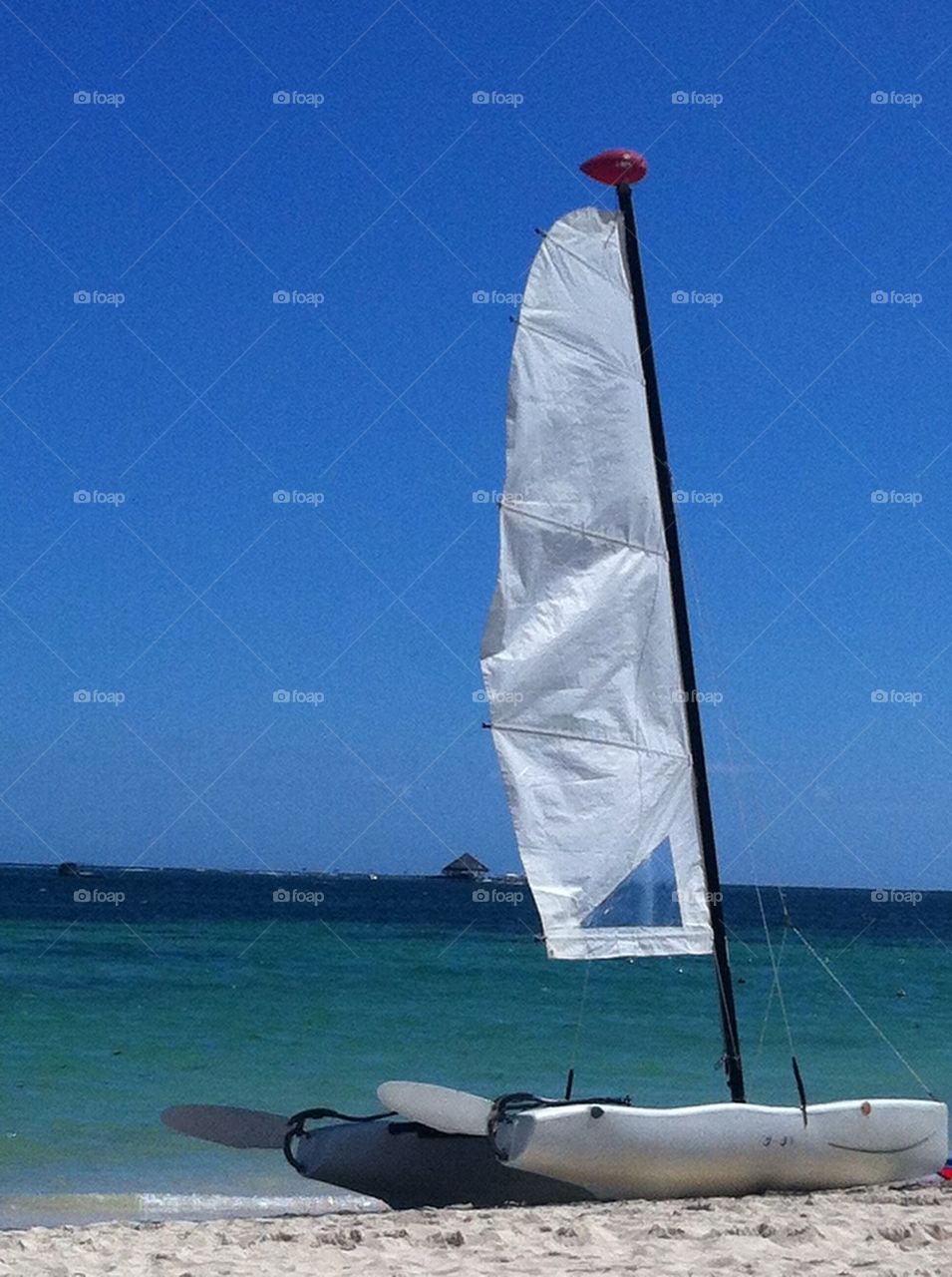 Boat on shore Punta Cana 