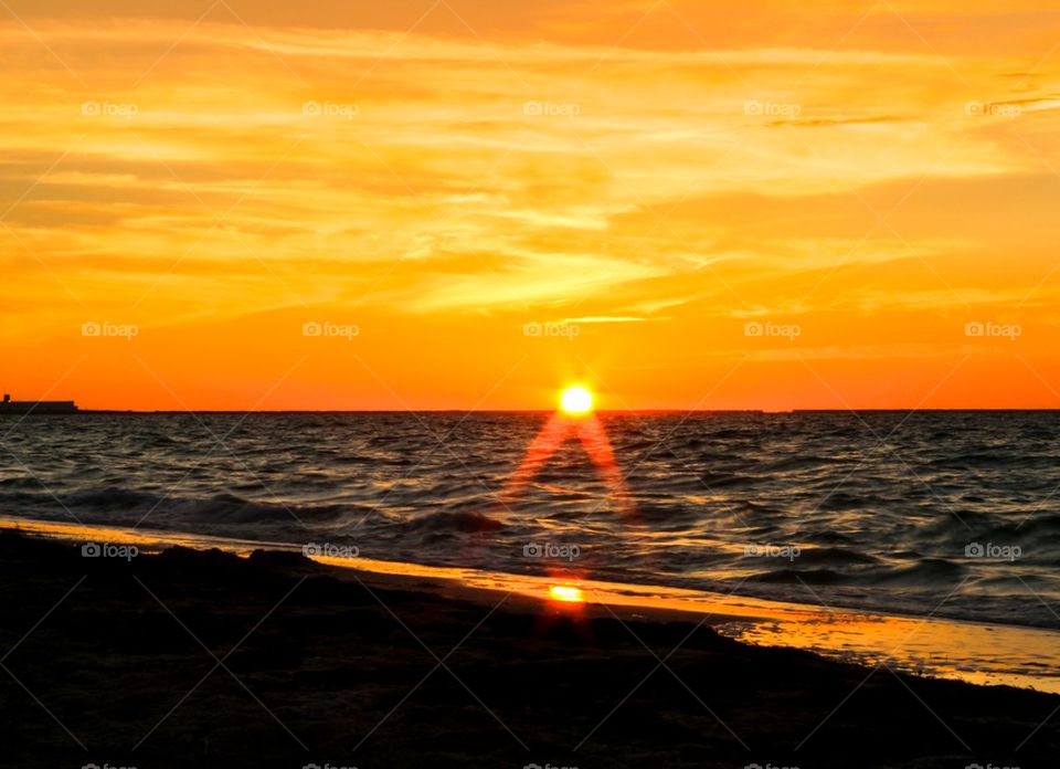 Sunset at a yucatan peninsula beach