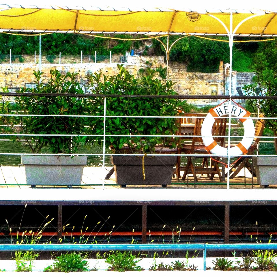 Boat in Confluence in Lyon in France