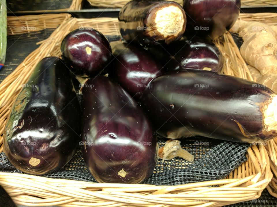 Basket of Obergiens or Eggplants