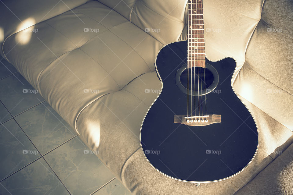 Guitar on the sofa