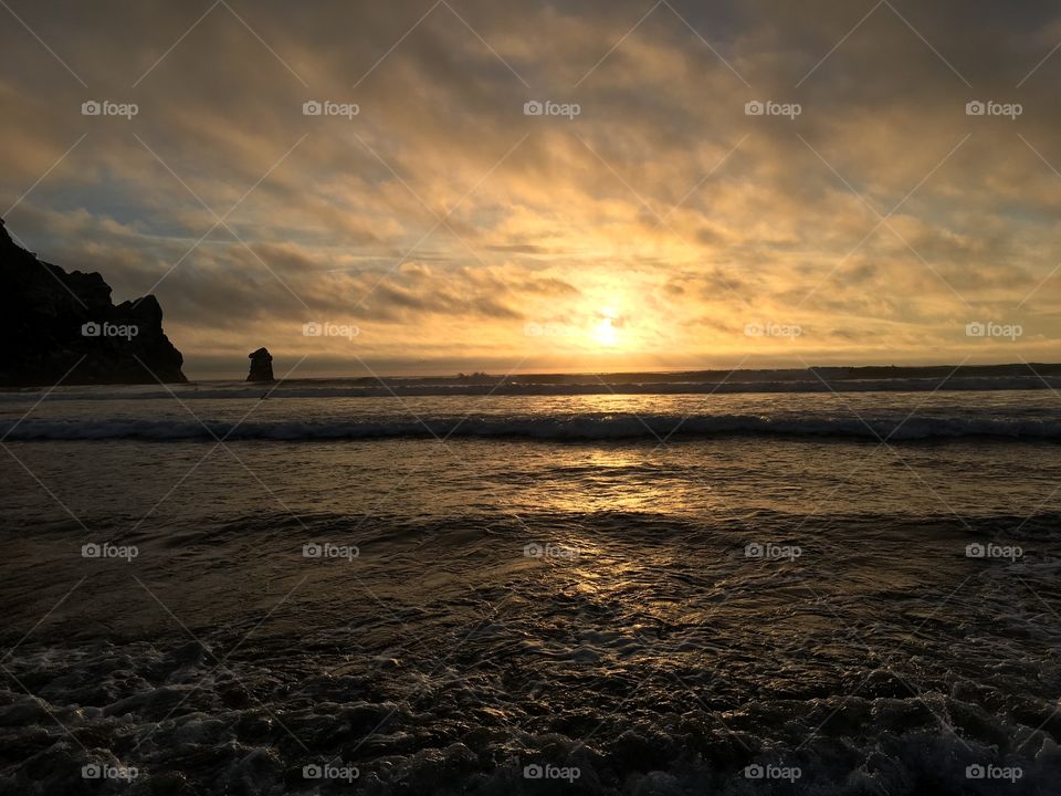 Beautiful Morro bay California state beach sunset. 