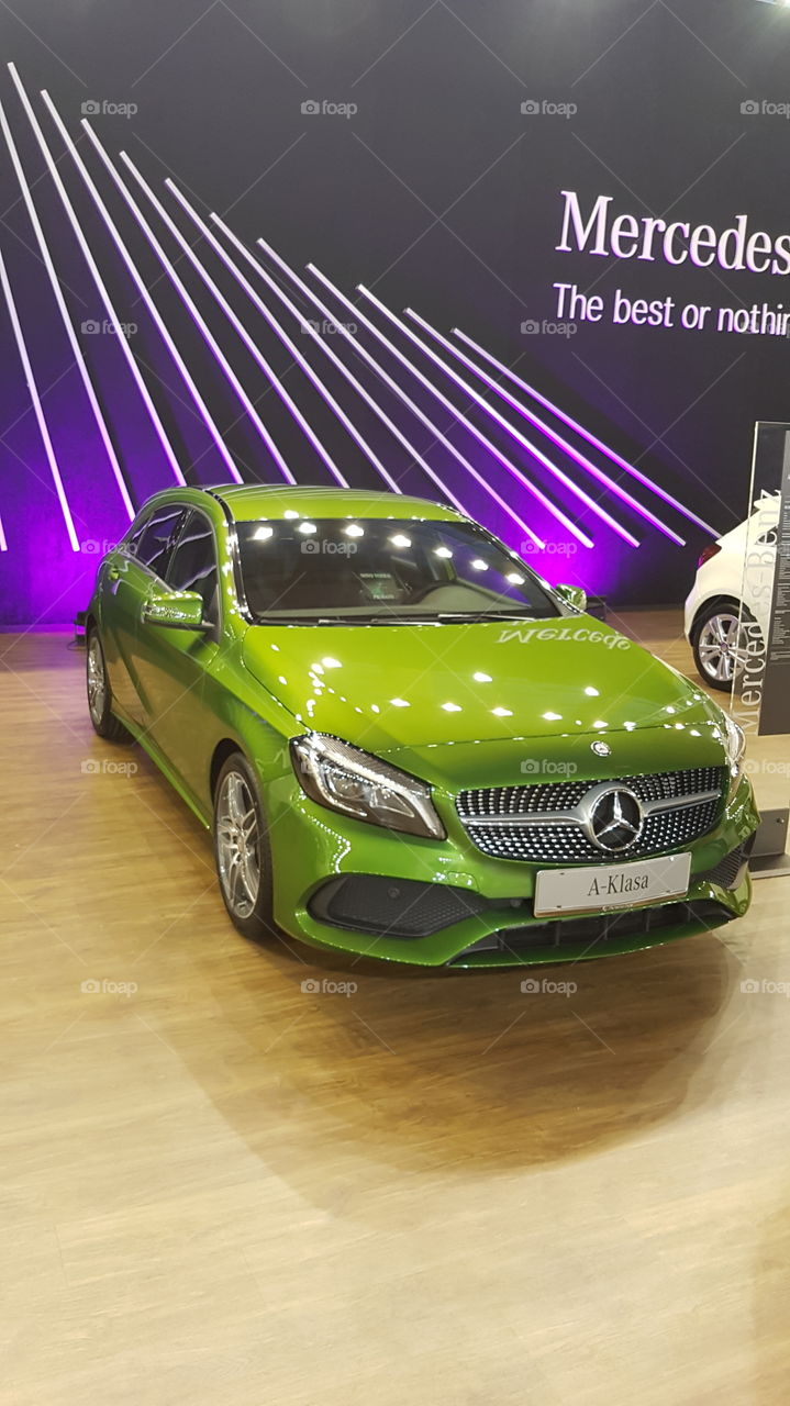 Gorgeous green BMW at the exhibition