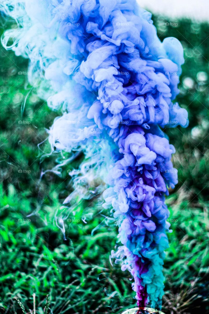 blue and purple smoke bomb