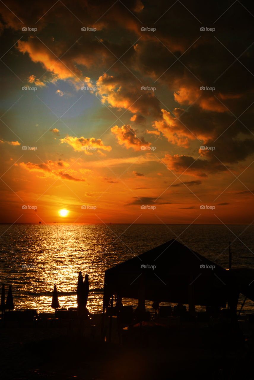 sunset in beach phuket