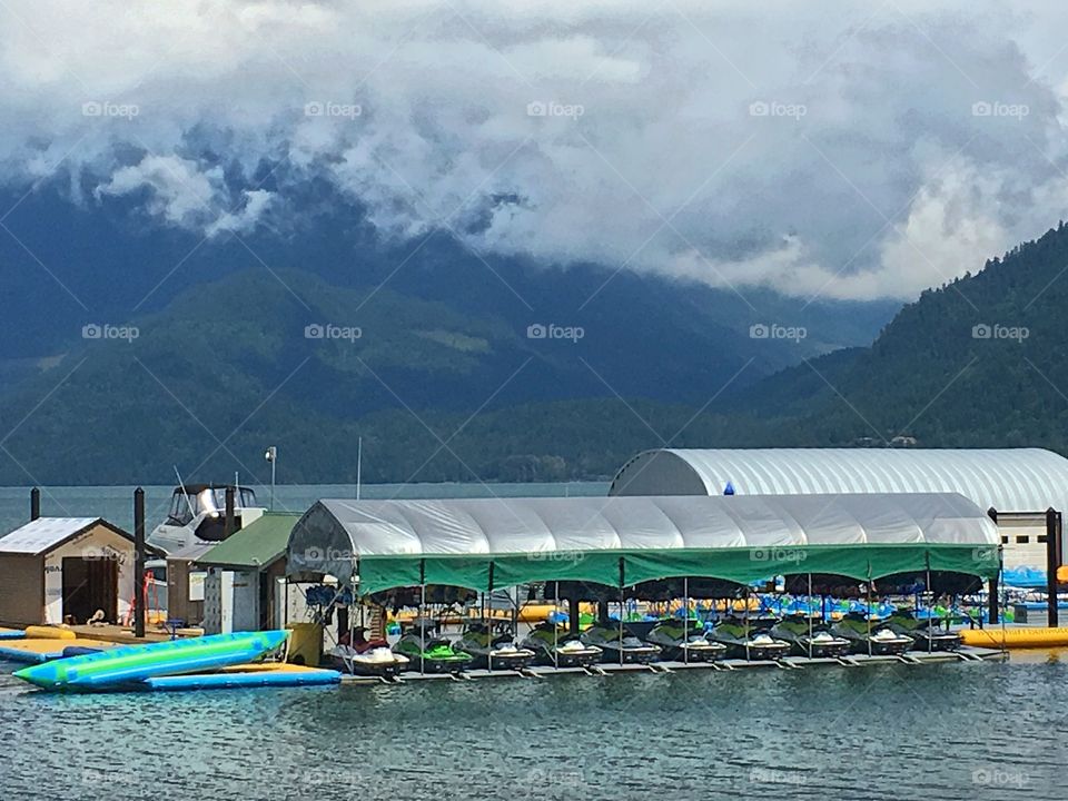 Marina on the lake, boating, mountains, summer, weather