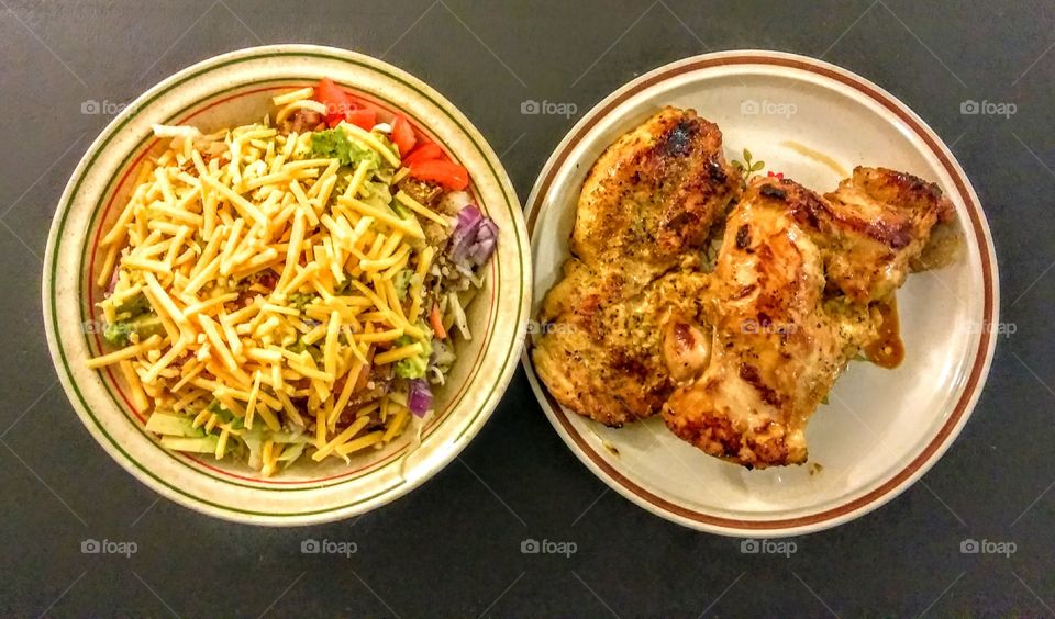 cabbage salad with cheddar cheese and avocado, skinless chicken breast skinless chicken thighs