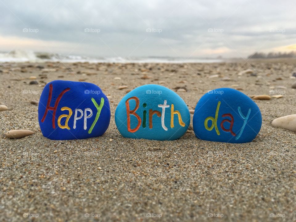 Happy Birthday message on stones 