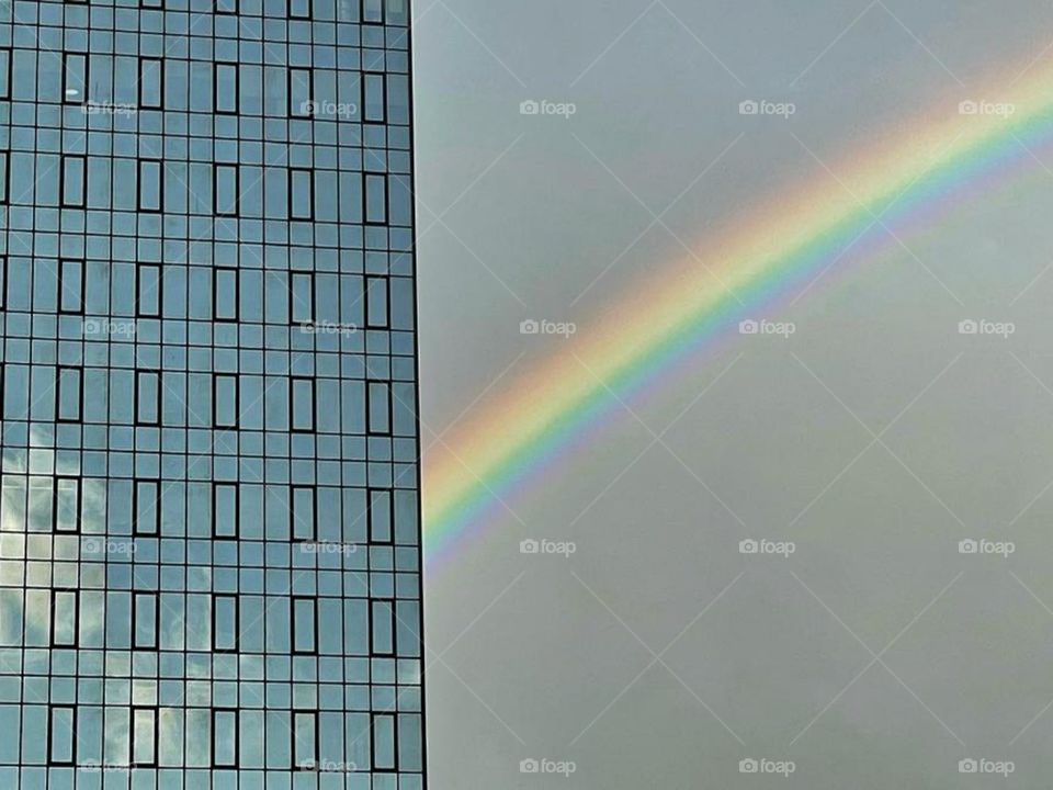 Rainbow besides the Amoreiras Shopping, Lisbon, Portugal.