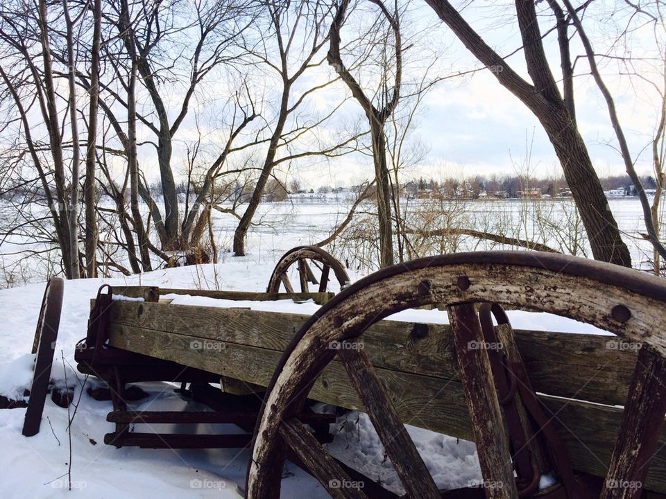 wagon in snow