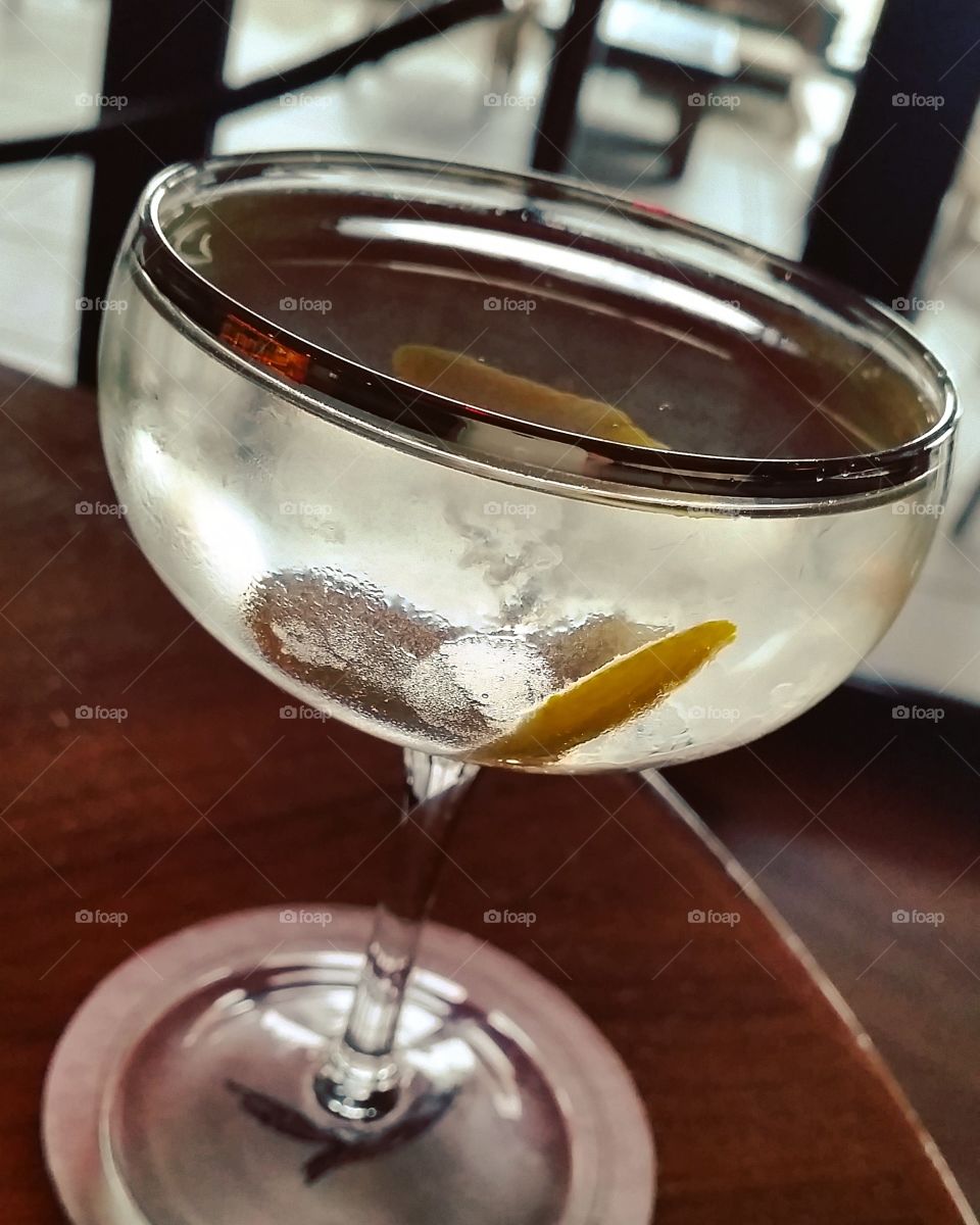 Dry martini in a bar