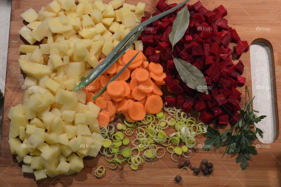 vegetables and spices to prepare a soup