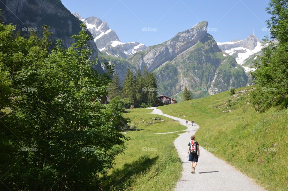 A man hiking in the mountains