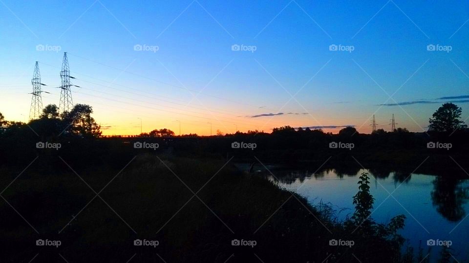 Landscape, Tree, Dawn, Water, Sunset