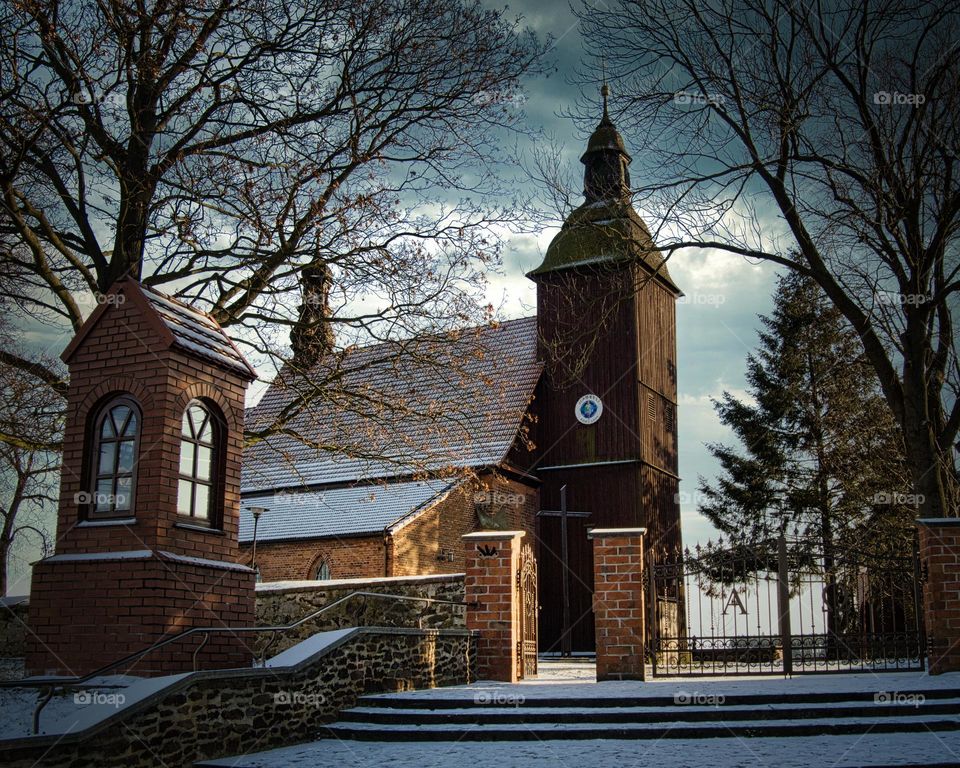 Snowy church