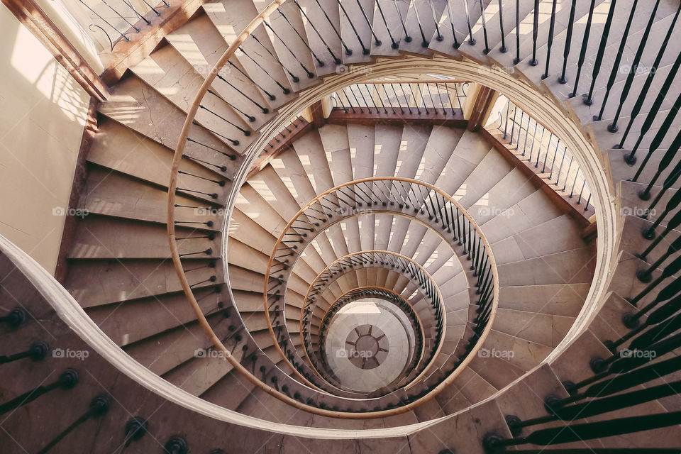 Looking down the staircase