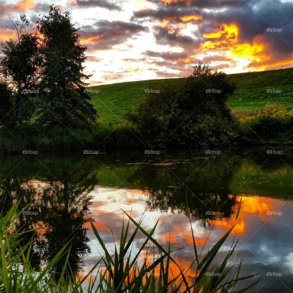 Evening on the pond. Sunset on the pond in the lower 40.