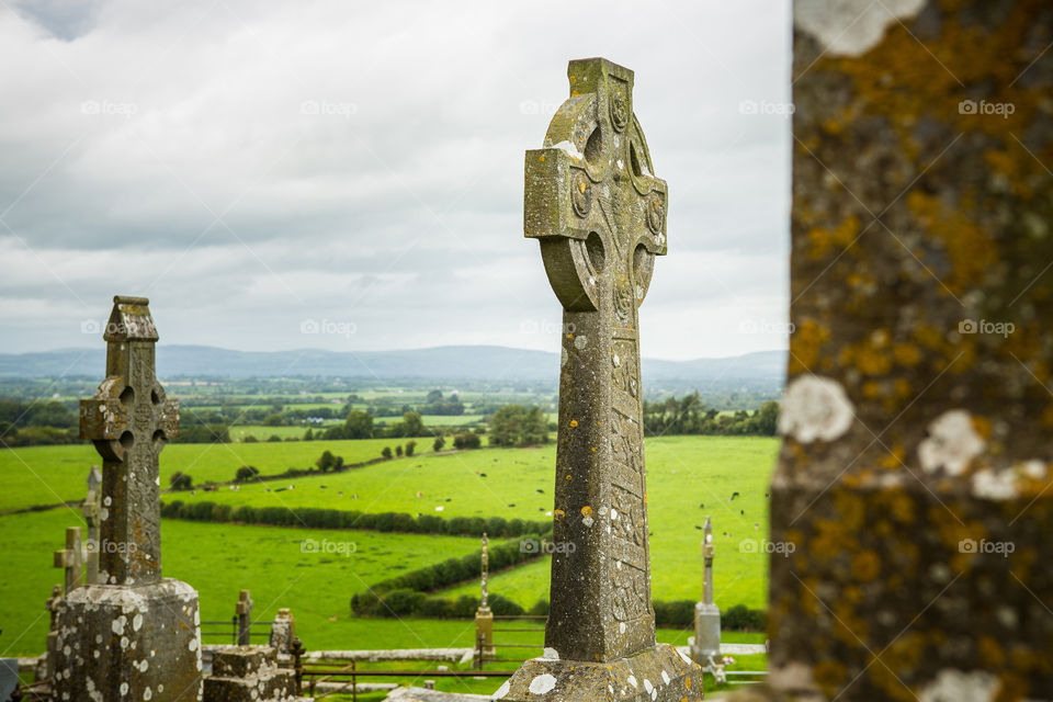 Celtic cross from The Rock of Cashel, also known as Cashel of the Kings and St. Patrick's Rock, is a historic site located at Cashel, County Tipperary, Ireland, one of the most frequently visited historic sites.