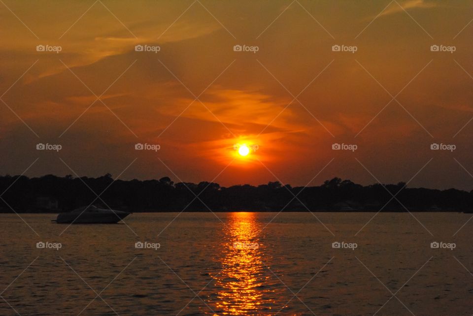 Sunset, Dawn, Water, Sun, Evening