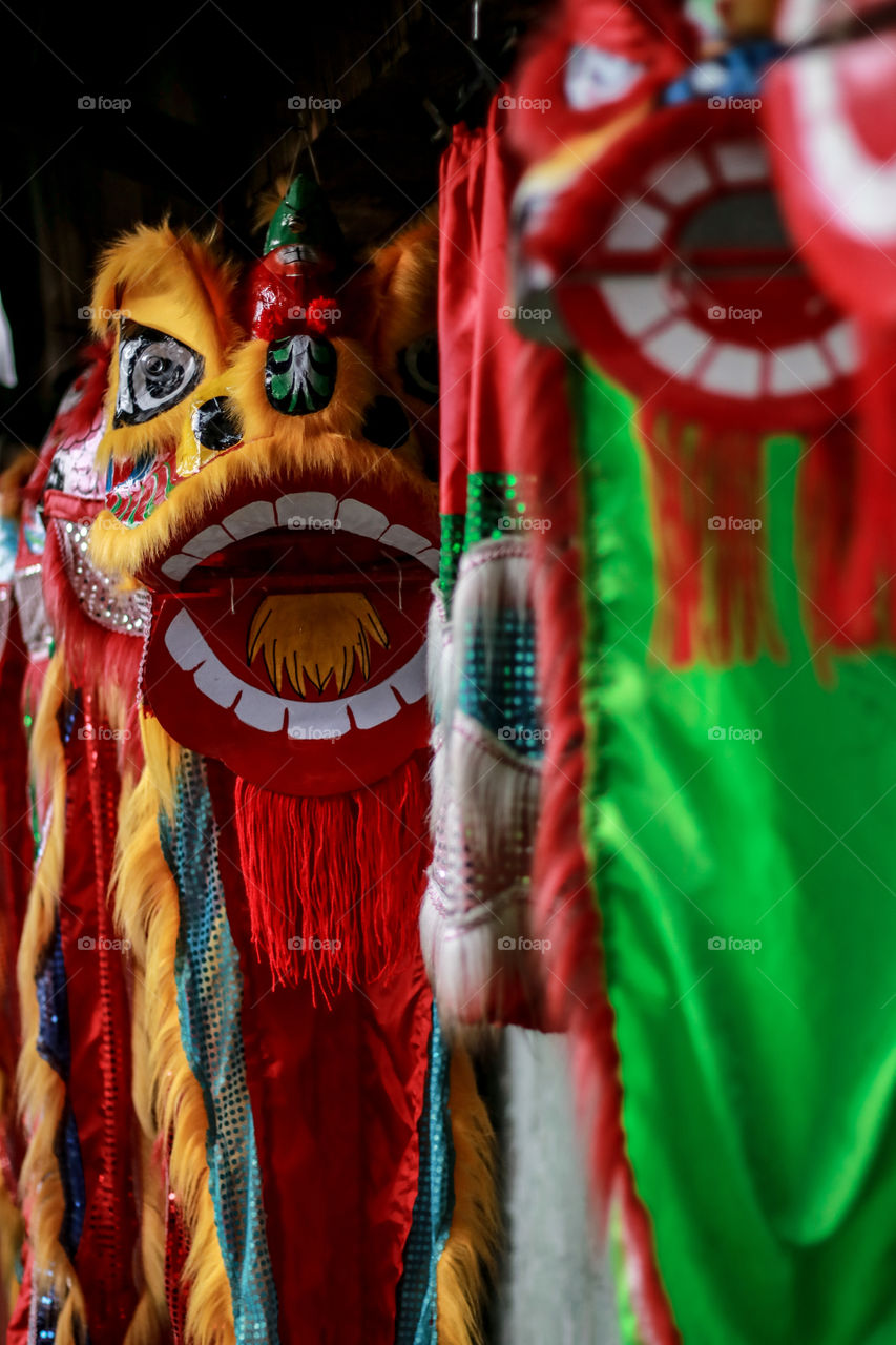 Lion dance, a chinese traditional culture. in Indonesia called Barongsai. Bandung, Indonesia.