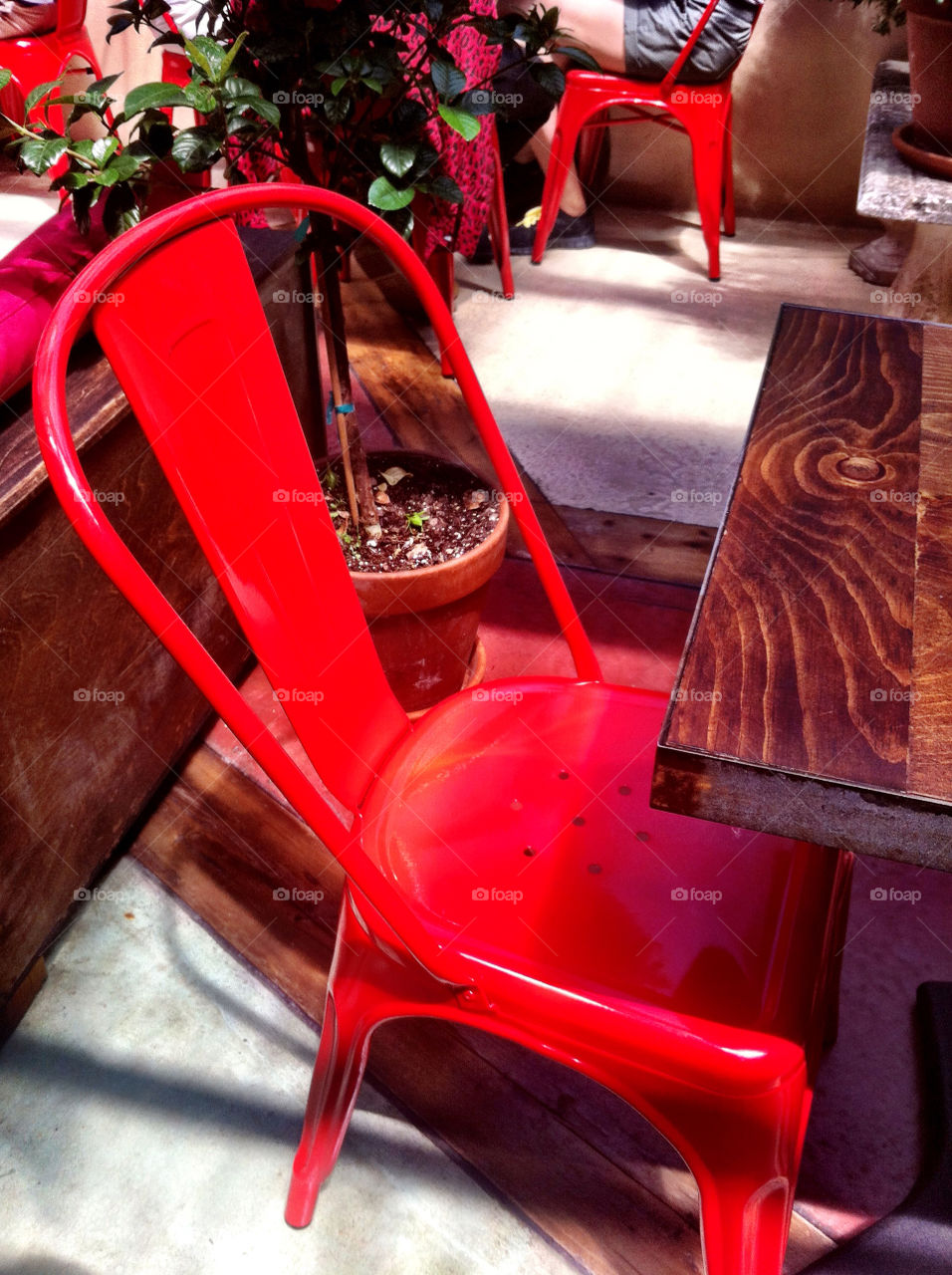 red chair wood metal by percypiglet