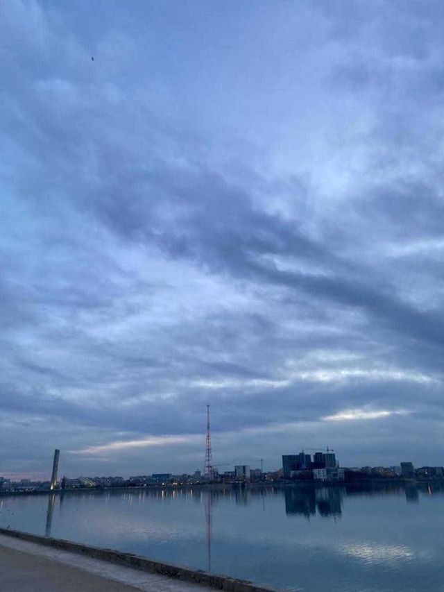 City between sky and water