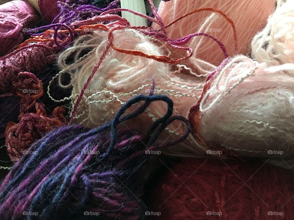 Pink and purple yarn for knitting project 