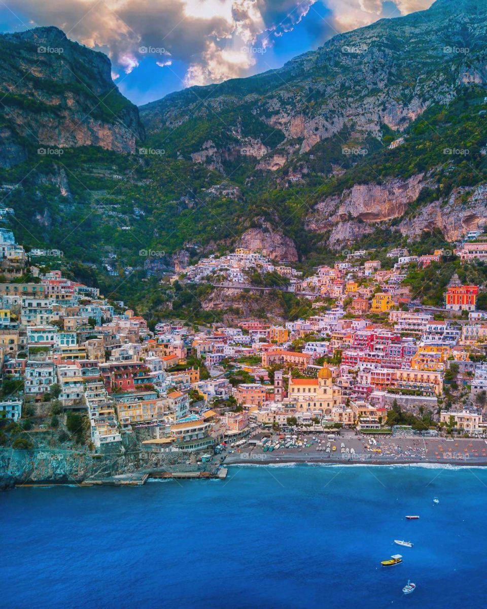 Beautiful Italian seaside City filled with an array of color.