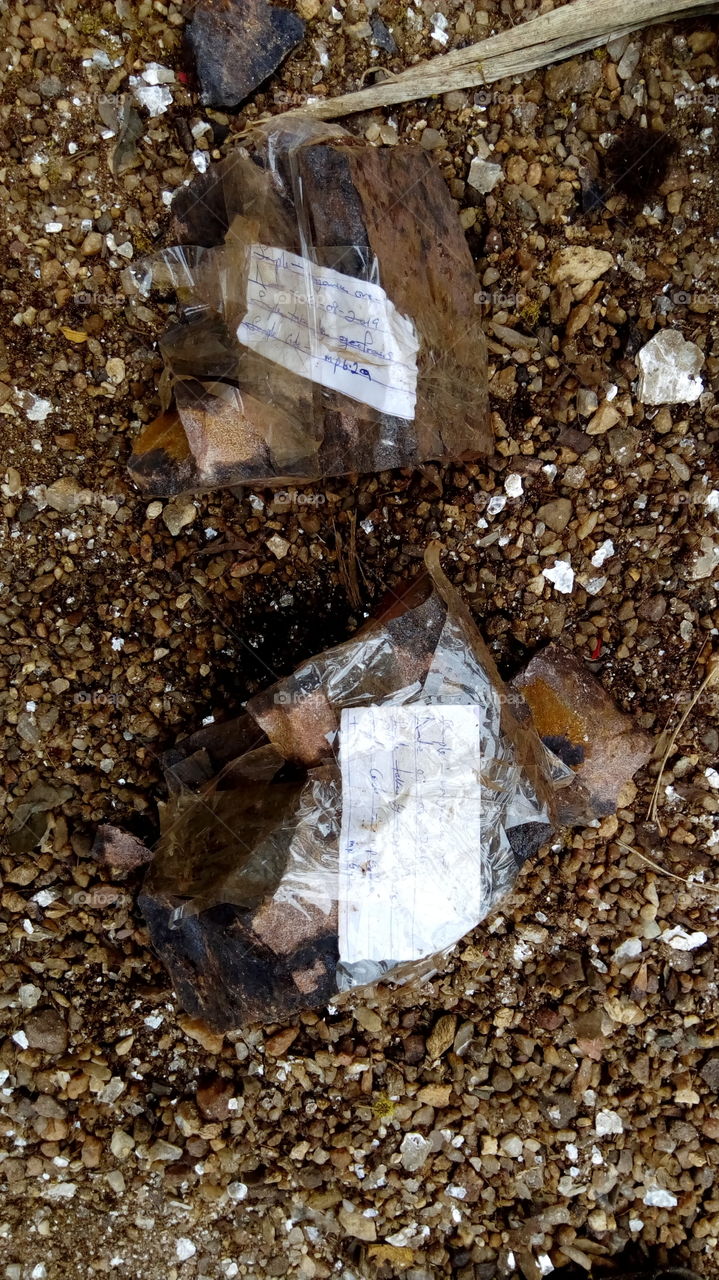 tagged manganese ore  sample for mineral analysis