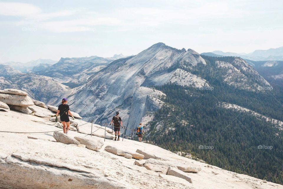 Going down the half dome, Yosemite national park 