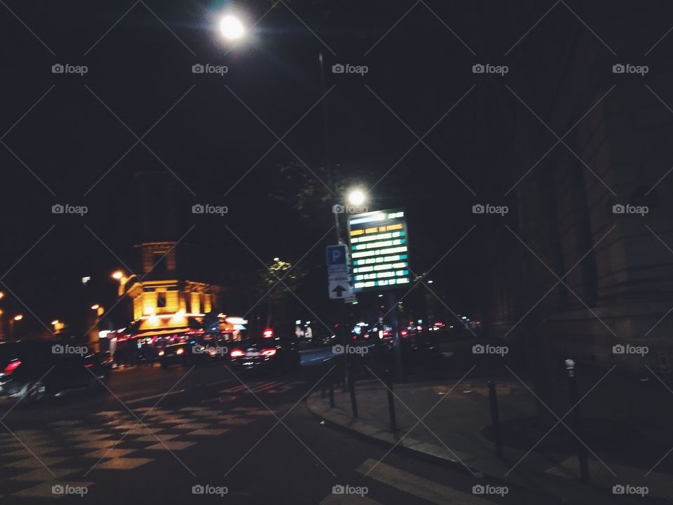 Blurry photo of nightlife in Paris France 