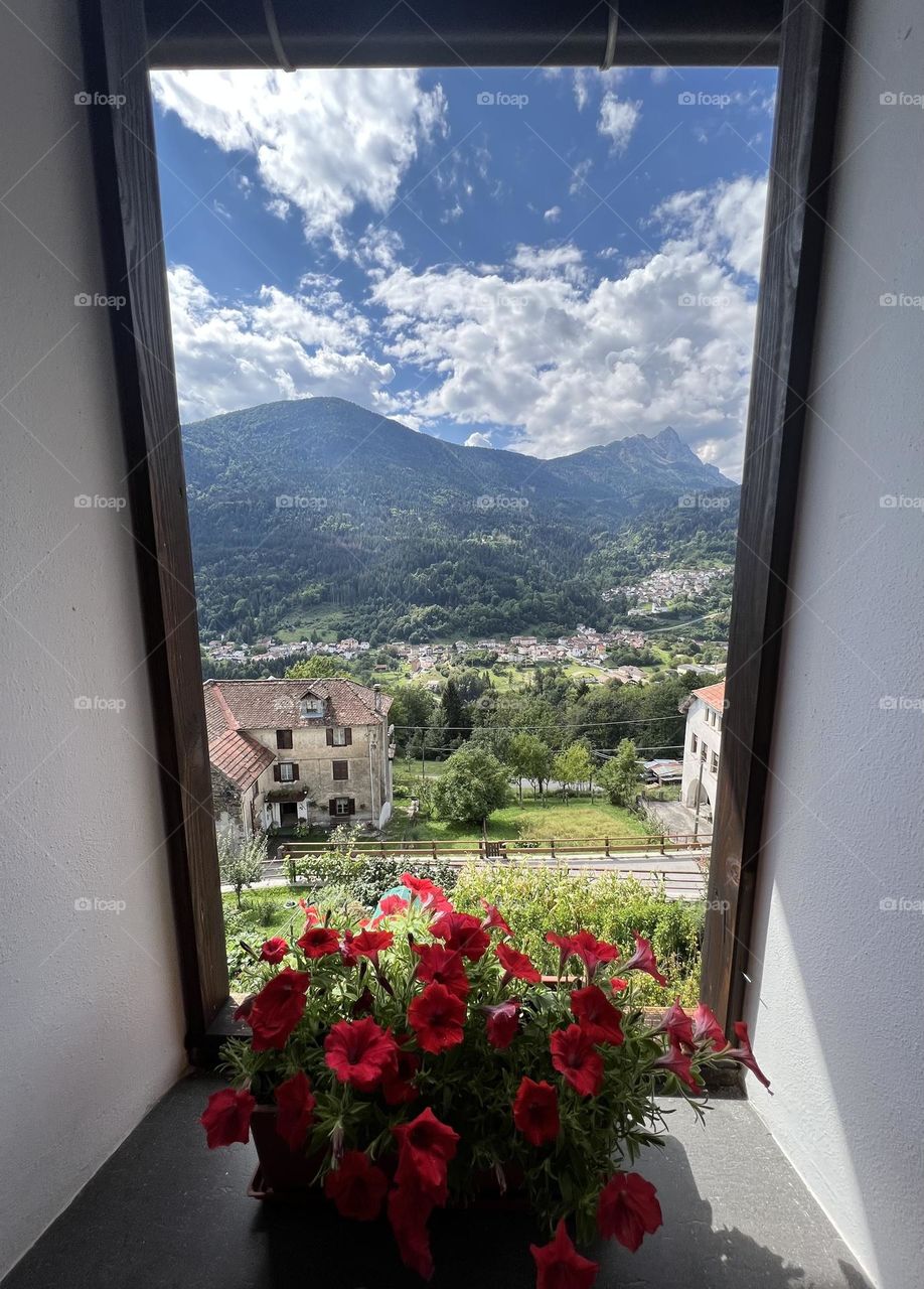 Village view in the Dolomites 