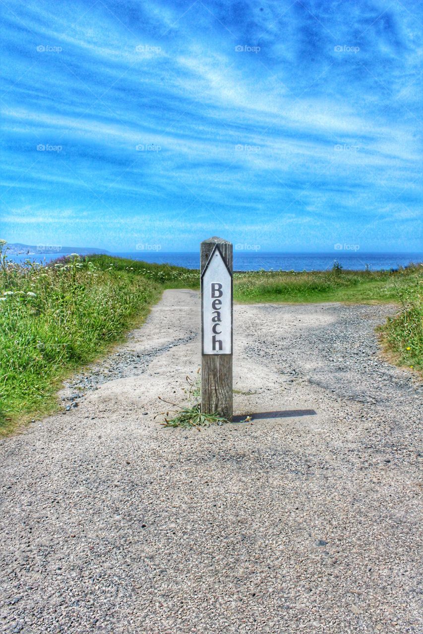 Beach sign on godrevy beach in Cornwall, taken in the summer, bright colours