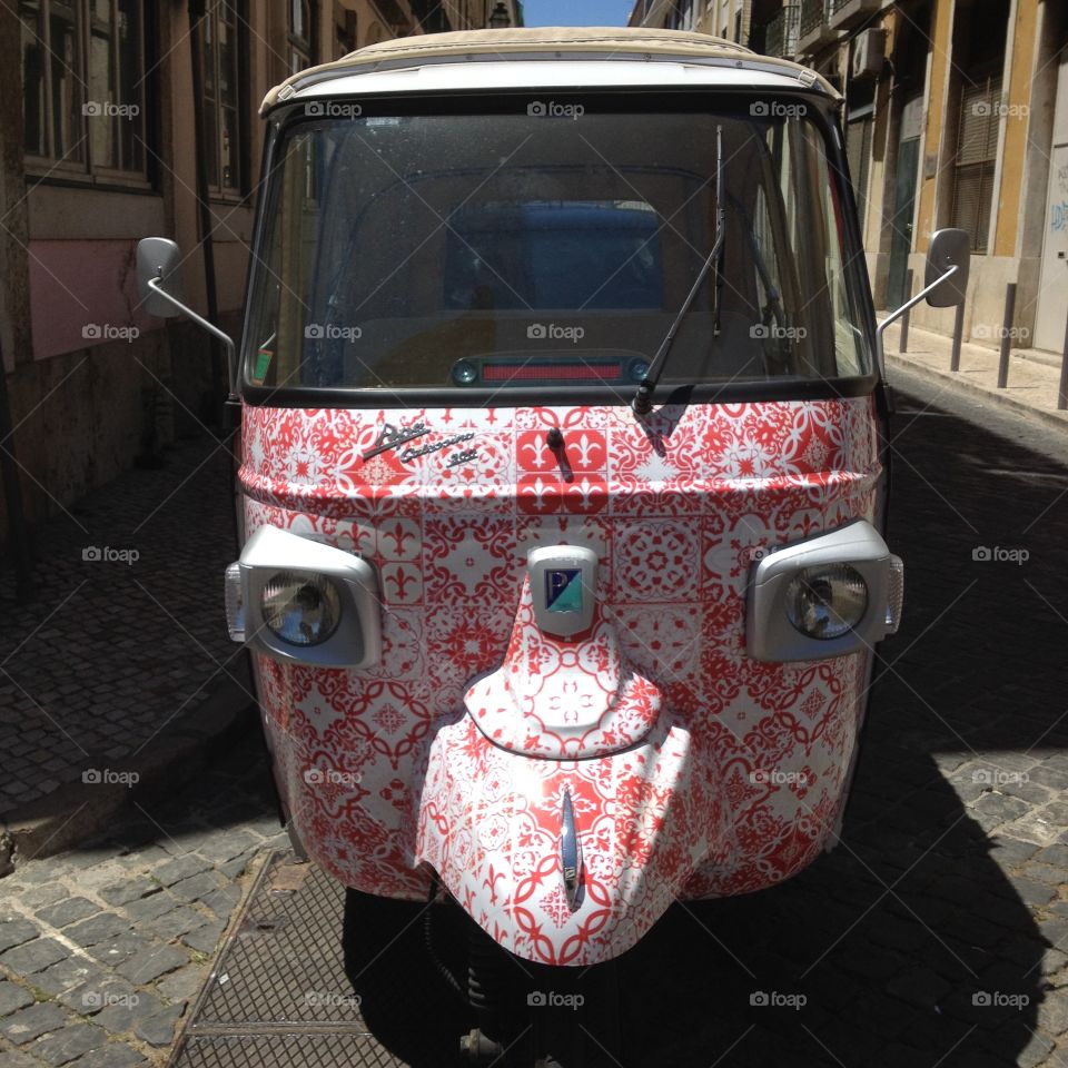 Tuk tuk in Lisbon. Close up of a beautiful tuk tuk in Lisbon