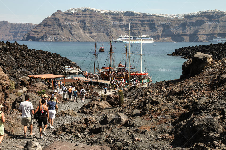 Tourists on Santorini. 