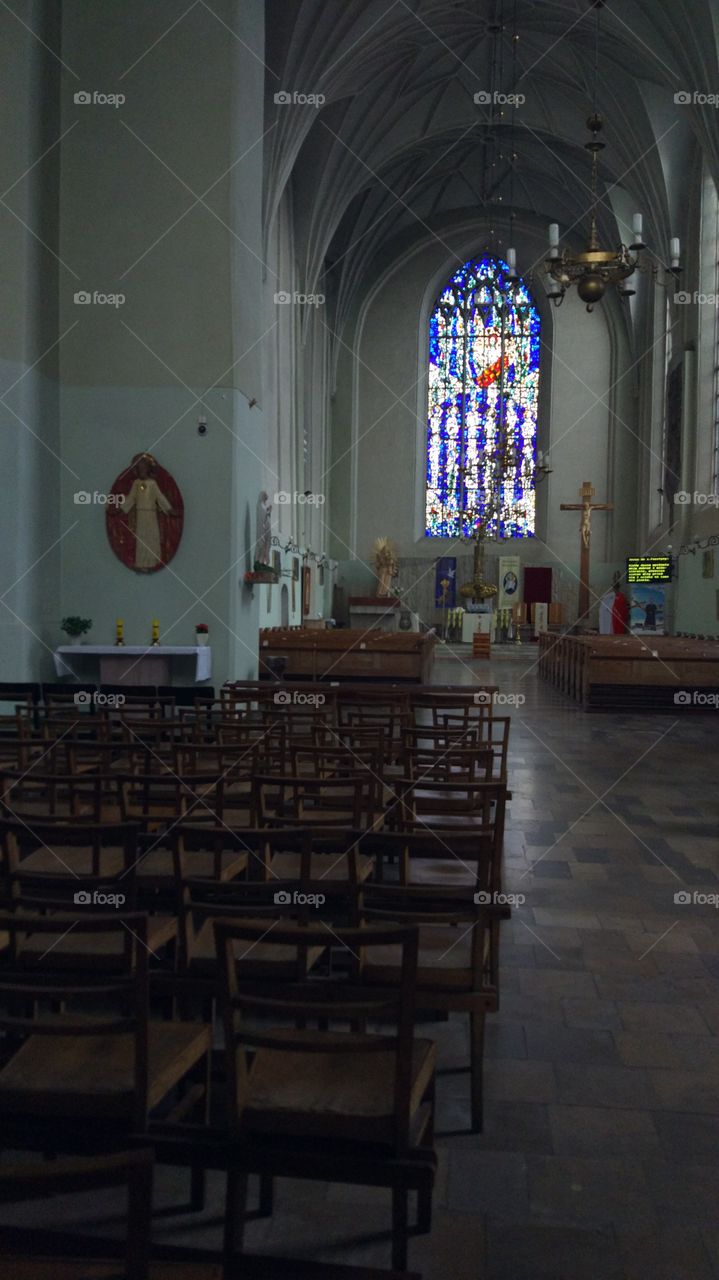 Church, Religion, Indoors, Bench, No Person