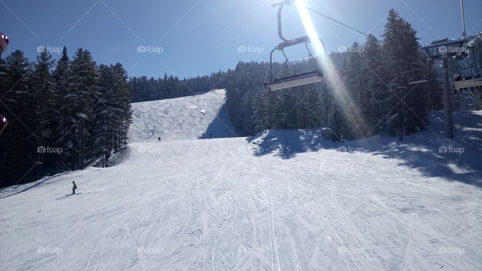 Ski tracks and ropeway