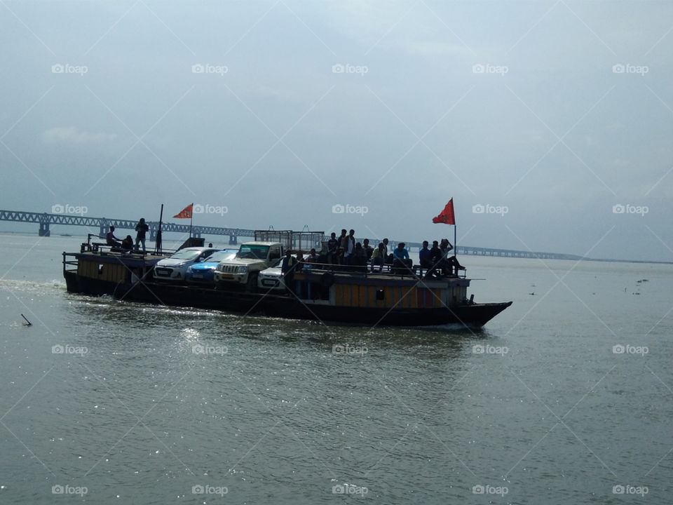 Dhemaji to Dibrugrah transportation system by ferry on Brahmaputra river.