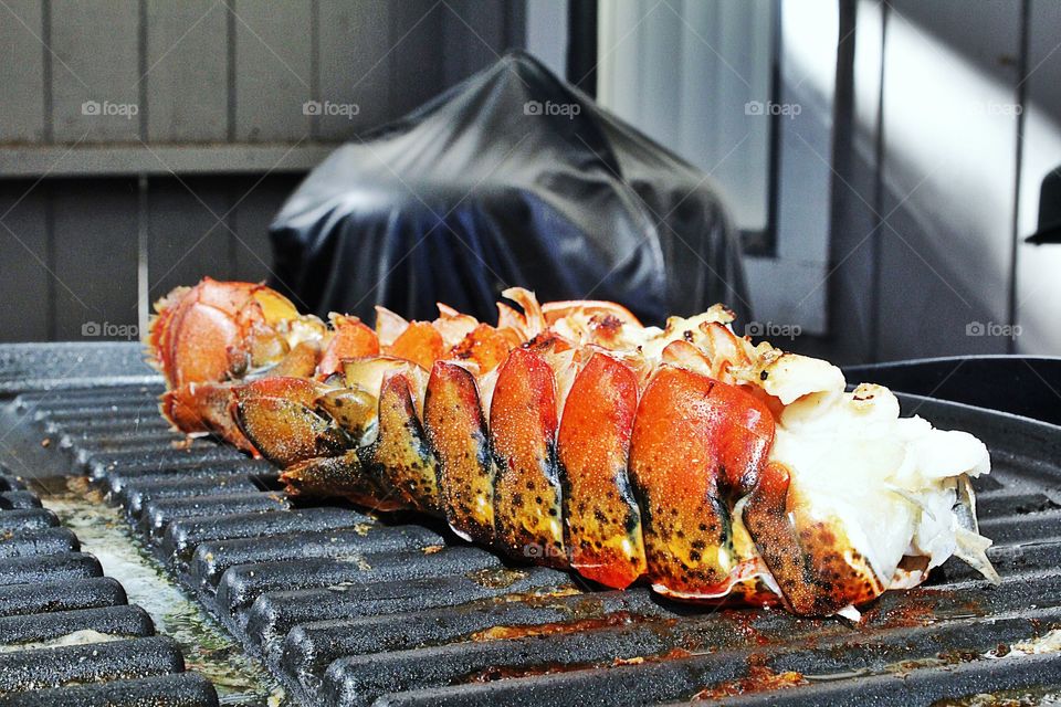 lobster tail on an electric grill