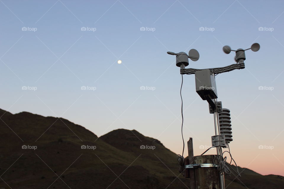 meteorological station. meteorological station at sunset