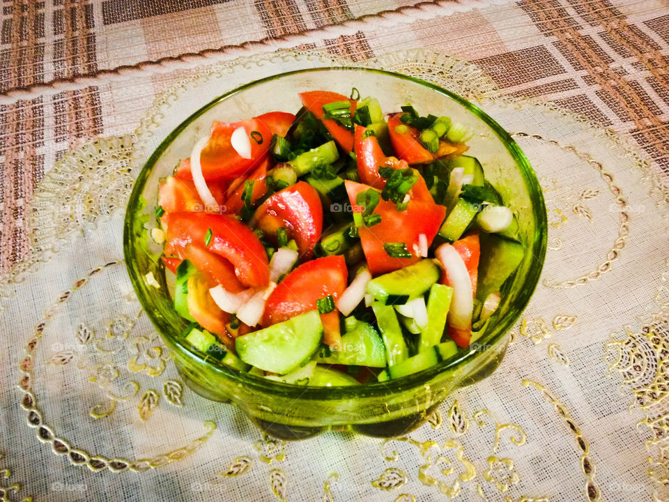 Tomato & cucumber salad.