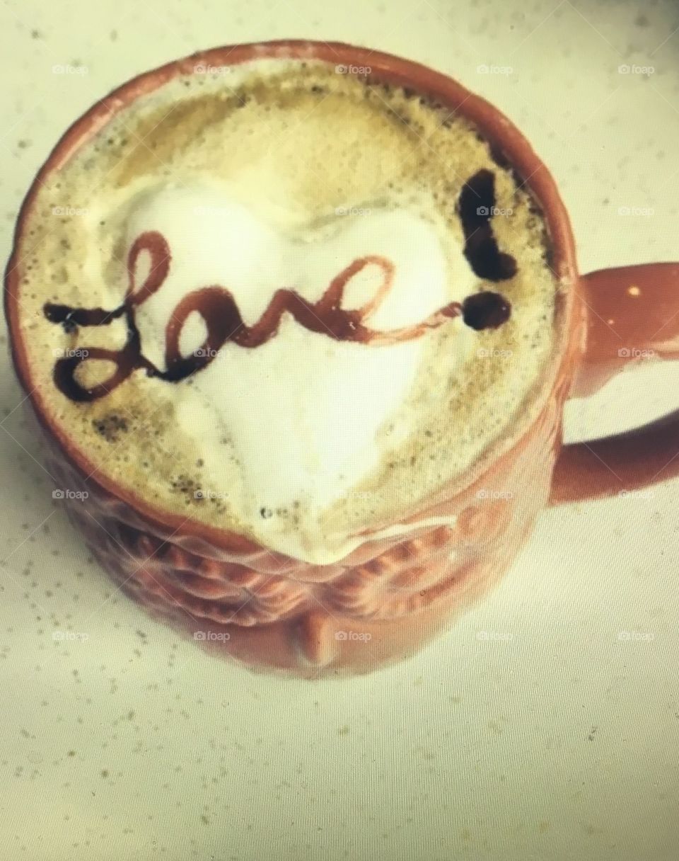 Love coffee! Love decorated cappuccino 
