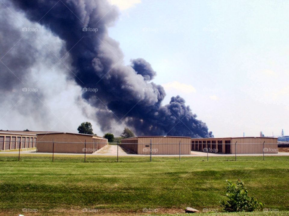 Smoke over factory buildings 