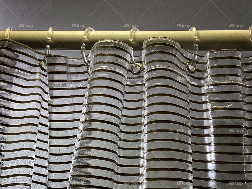 Striped plastic shower curtain 