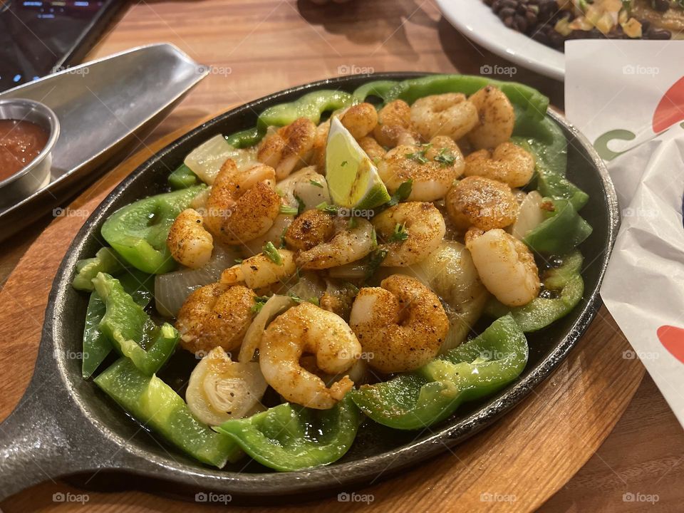 Delicious prawn fajita in close up view