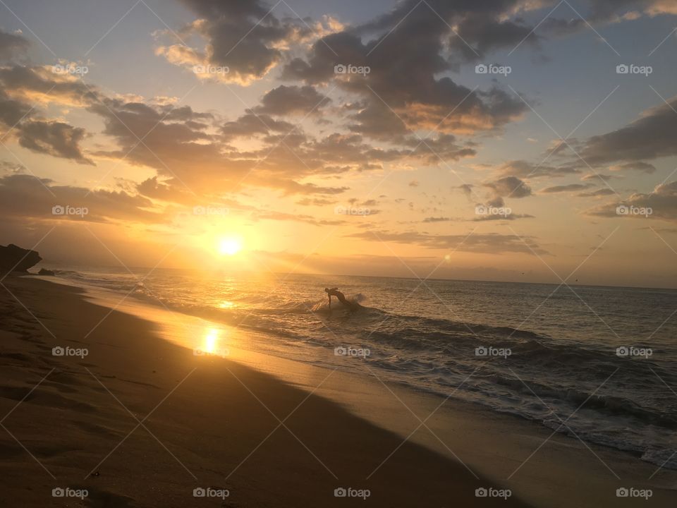 Skim boarding in Rincon, PR