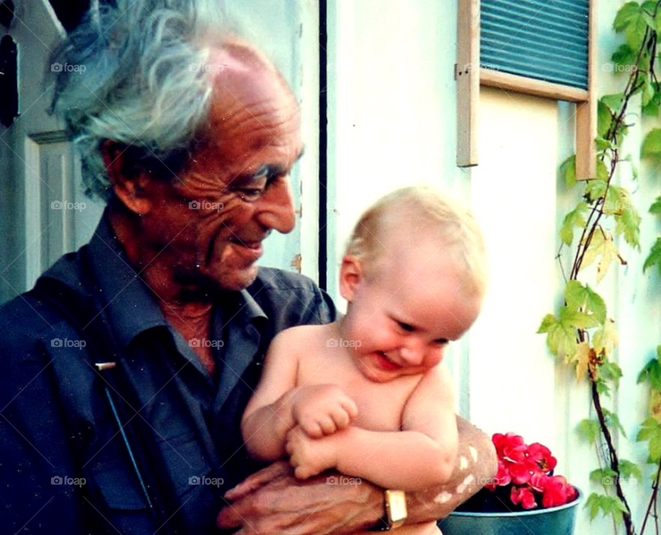 grandfather grandchild happy young by merethe