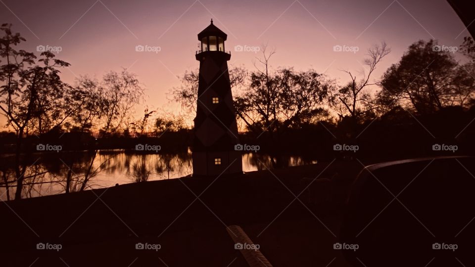 Beautiful sunset setting with the after glow and reflection from lake water to sunset twilight b