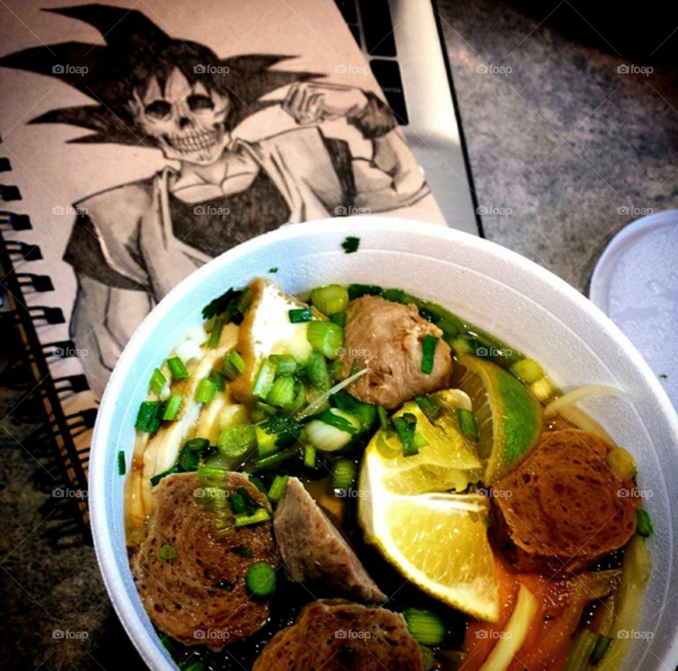 Pho soup and Goku Doodle on a Chold Day